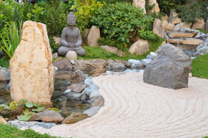 Buddha in Japanese gardens