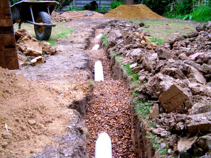 drainage channel in clay soil