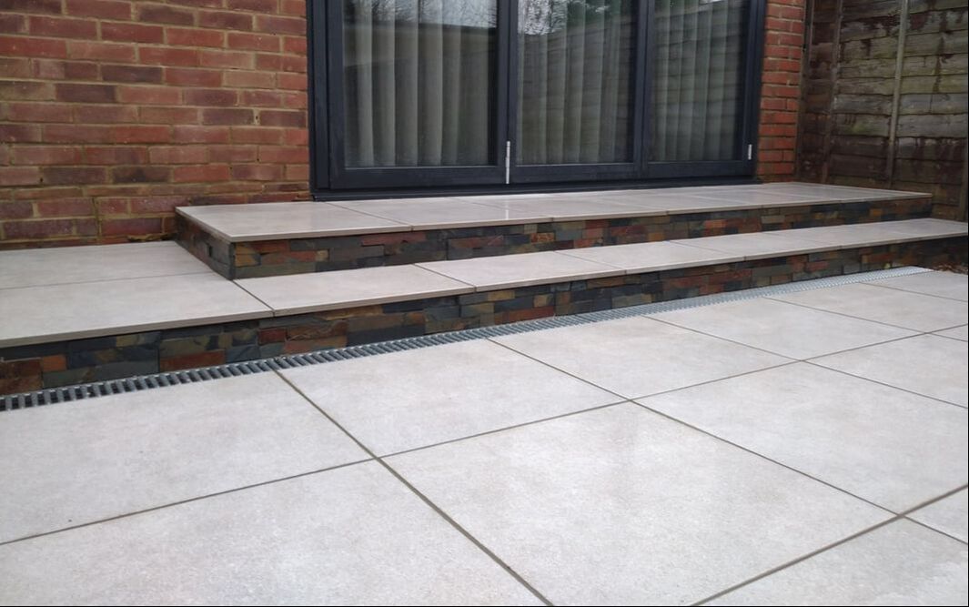 Concrete steps with cladding