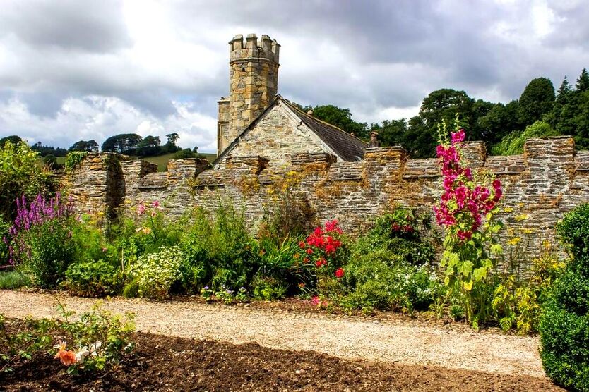 Stone wall in English garden