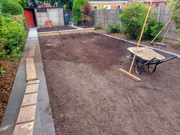 levelling the ground level with flush edgings