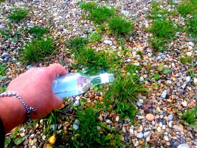 pouring vodka on weeds