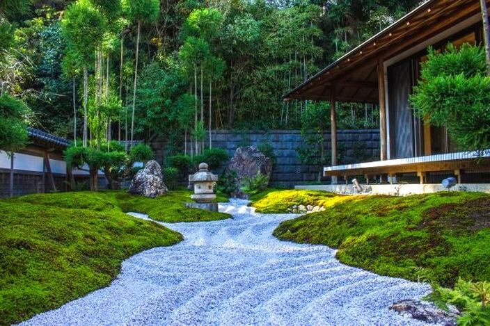 Japanese garden river bed