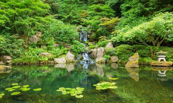 Japanese garden waterfall