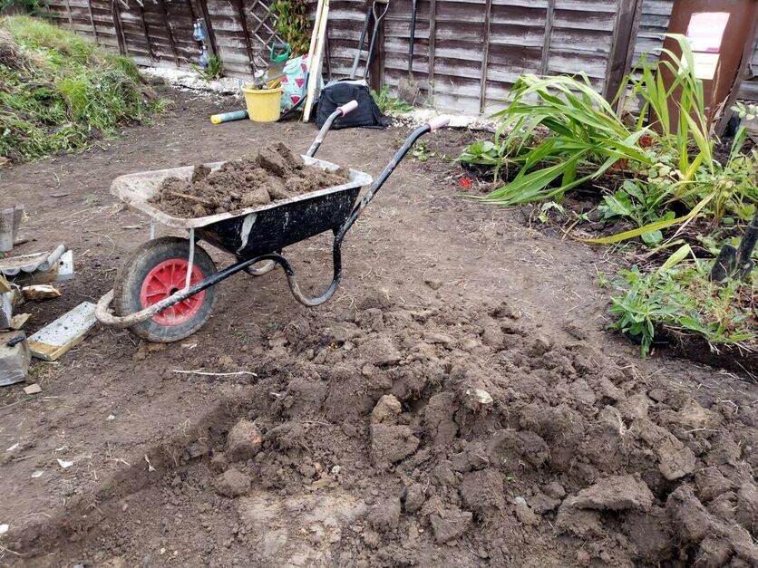 Digging out a patio