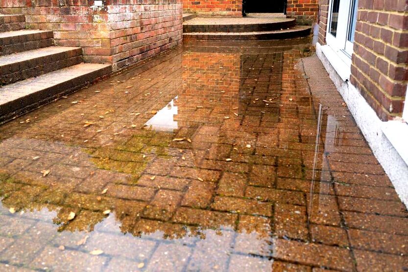 Standing water on patio